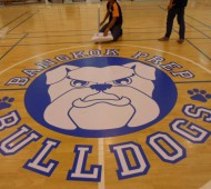 งาน floor graphic สนามบาส ทีม bangkok prep bulldogs